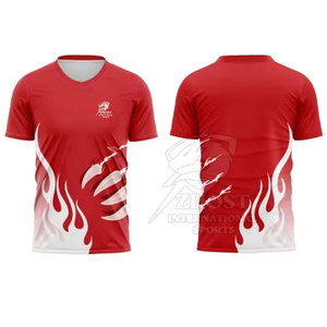 ZHOST Boys' Red <b>Flame</b> Heat-Transfer Printed Quick Dry 100% Cotton V-Neck Sports T-<b>Shirt</b> for Adults 220g - Product Image 6