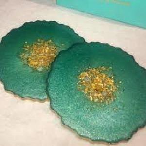 Ensemble de supports pour sous-verres en résine époxy à motif floral, moules pour sous-verres, artisanat, écologique, peint à la main, couleur personnalisée, ARTISANAT INTIME - Product Image 1