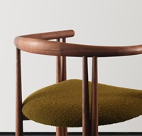 Chaise d'appoint moderne minimaliste en teck courbé, revêtement en velours vert olive, écologique, imperméable et durable pour appartement