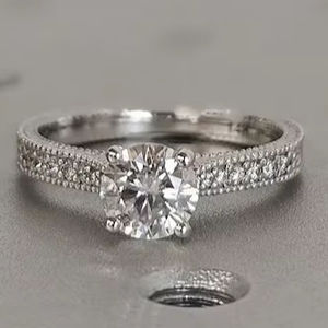 Bague de mariage en diamant Moissanite en argent sterling 925 Bijoux Moissanite Bague de mariage en diamant - Product Image 2