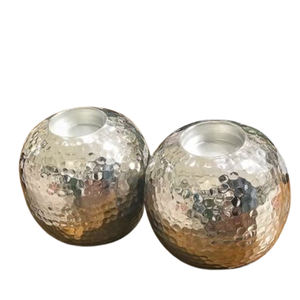 Juego de 2 tarros de vela de Metal de aluminio pulido brillante de estilo europeo, portavelas único de Navidad decorativo moderno para el hogar - Product Image 6