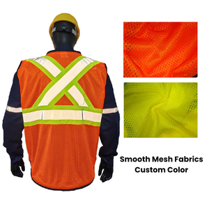 เสื้อกั๊กนิรภัยแบบสะท้อนแสงสองสี ซิปแบบสั่งทำได้ ผลิตจากโพลีเอสเตอร์ระบายอากาศ ทนไฟ ระดับความปลอดภัย 2 ตามมาตรฐาน ANSI/Canadian X-Back Design - Product Image 2