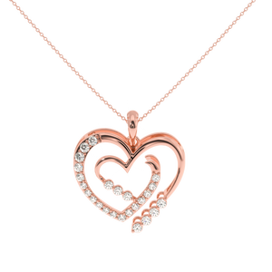 AJRETAIL Colgante de corazón abierto chapado en oro rosa - Diamante natural de 0,29 quilates, color GH, claridad VS - Product Image 6