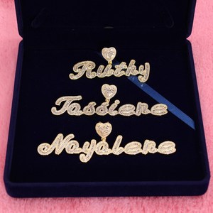 Cadena cubana ostentosa de moda con colgante de nombre personalizado Diamante de oro sólido/perla para regalo de compromiso de fiesta - Product Image 3