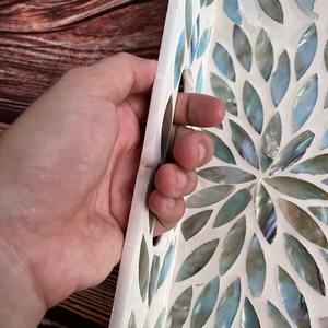 Bandeja de Servir Hecha a Mano con Incrustaciones de Nácar, Diseño Rectangular con Patrón de Hojas, Vajilla Artesanal para el Hogar, Pedidos al por Mayor, Ecológica - Product Image 3