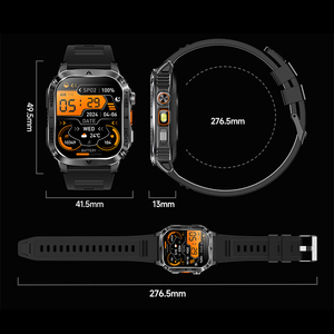 Montre connectée Ak80, écran IPS 2,01 pouces, étanche IP67, sport en plein air, écran tactile pour homme, moniteur de fréquence cardiaque, BT 5.1, réveil - Product Image 2