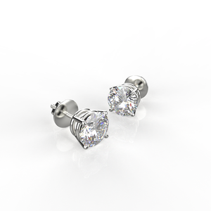 Avarta 1 Carat Solitaire <b>Stud</b> Earrings Sterling <b>Silver</b> with White Gold Polish Fine <b>Stud</b> Jewelry - Product Image 1