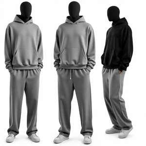 Survêtements entièrement personnalisables, nouveau design, 100% coton, molleton ample, tendance, marque, ensemble sweat-shirt et pantalon pour homme, taille surdimensionnée, prix d'usine - Product Image 3