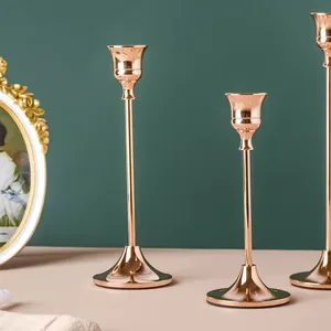 เชิงเทียนโลหะสีทอง3อันหรูหราคุณภาพระดับพรีเมียม - Product Image 2