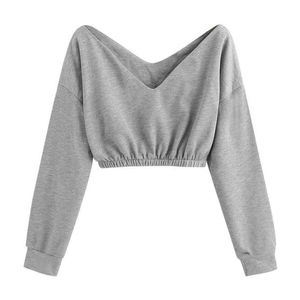 Sudadera Corta de Punto para Mujer, Talla XS, Casual, de Verano, con Forro de Jersey, Cuello en V Profundo, Antiarrugas, Transpirable, de Manga Larga - Product Image 2