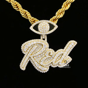 Colgante personalizado de oro blanco de 10K para hombre con fabuloso corte brillante Moissanite VVS Clarity Diamonds estilo Hip Hop para fiestas - Product Image 3