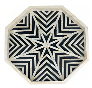 Plateau de service en incrustation d'os en zigzag motif d'inspiration vintage fait à la main plateau de décoration élégant et élégant disponible au prix de gros - Product Image 6