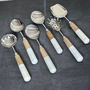 Nouvel Arrivage Ensemble de 6 couverts à salade de haute qualité en acier inoxydable avec poignées élégantes en résine fabriquées à la main - Product Image 1