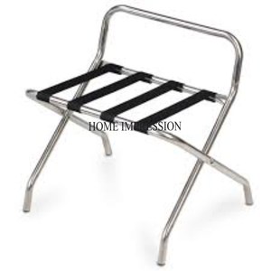 Support de porte-bagages en métal robuste enduit de poudre de couleur blanche et en bois pour la maison et l'hôtel au meilleur prix - Product Image 6