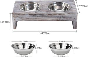 2025 recién llegado cuencos y comederos para mascotas lavados en blanco, superventas, soporte de madera con cuencos de acero inoxidable para comida y agua para mascotas - Product Image 4