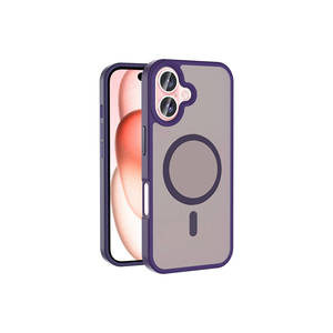 Étui magnétique pour MagSafe pour iPhone 16 Plus, coque de protection en silicone violet foncé, dos translucide, coque de téléphone antichoc - Product Image 1