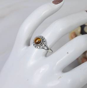 Anillo hecho a mano de Plata de Ley 925 al por mayor buena calidad corte redondo natural piedra preciosa de ojo de tigre diseño personalizable fábrica - Product Image 3