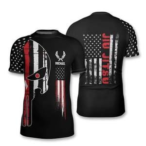 Camiseta Rashguard de manga corta Unisex, alta compresión elástica, impresión por sublimación antidecoloración, duradera para surf de artes marciales - Product Image 1