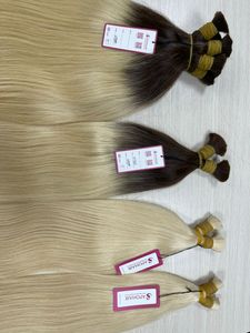 Rubio para Ombre 100% Remy cabello humano virgen brasileño recto extensiones a granel sin enredos o desprendimiento - Product Image 4