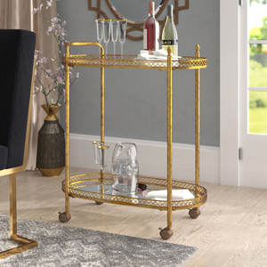 Gold Plated Customize Metal Trolley for Hotel and Restaurant Use Decorative and Premium Design Trolley with Wheel at Wholesale - Product Image 2