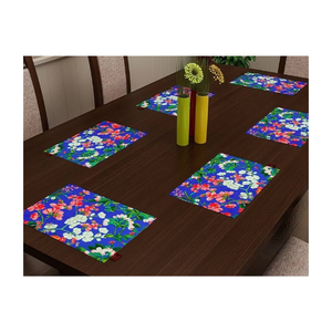 Cotton <b>Canvas</b> Twill Texture Leaves Border Table Mat Eco Dyed Indian Made Sustainable Home Dining Decor Retail & Wholesale Supply - Product Image 3