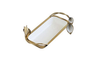 Plato para servir deliciosa comida y postre, plato para servir, bandeja de Metal de diseñador con recubrimiento de polvo blanco, equipo de catering - Product Image 1