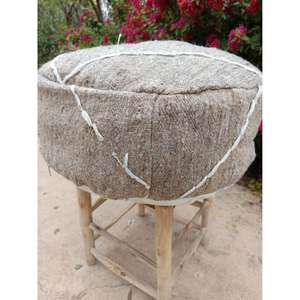 Moroccan Leather Pouf Handmade Ottoman Footstool Traditional Handcrafted <b>Pouffe</b> Home Decor Boho Ottoman <b>Seat</b> Living Roo - Product Image 1