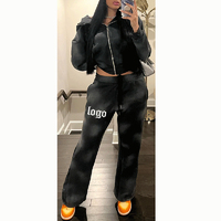 Venta al por mayor de ropa deportiva de invierno de talla grande, estilo hip hop, color sólido, con efecto deslavado, logotipo personalizado, servicios OEM, 100% algodón, transpirable, de secado rápido, lavado ácido.