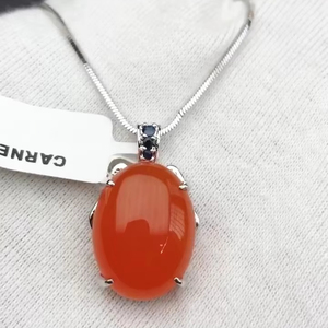 จี้เงิน925สเตอร์ลิงประดับพลอยคาร์เนเลี่ยนธรรมชาติคุณภาพระดับ AAA ดีไซน์ไม่ซ้ำใครสวยงามมากและเหมาะสำหรับทุกโอกาส - Product Image 5