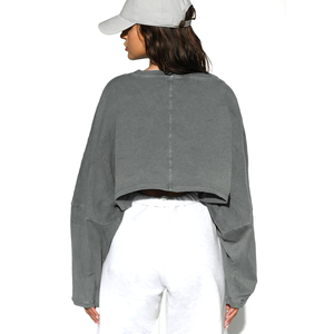 Sweat-shirt blanc brodé personnalisé pour femmes, sweat-shirt à capuche court en coton pour filles, logo personnalisé, sweat-shirt tendance pour femmes - Product Image 5