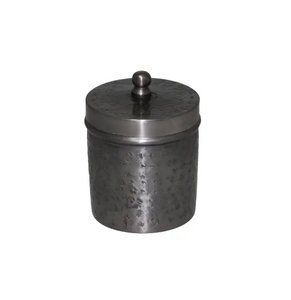 Boîte de rangement ronde en métal fer forgé couleur or avec couvercle, design martelé, pour ustensiles de cuisine, décoration de table - Product Image 6