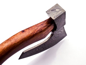 Wholesale Customized Top Quality OEM ODM Service Axe Handmade Damascus Steel axe with Rose Wood <b>Handle</b> and Fine Leather Sheath - Product Image 3