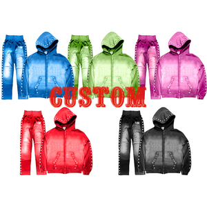Conjunto Deportivo de Invierno de Alta Calidad, Lavado Ácido, Bordado, Impresión Digital, 100% Algodón, Estilo Vintage, Holgado, Sostenible - Product Image 1
