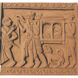 Artisanat Mukherjee, carreaux en terre cuite à motifs abstraits de luxe, décoration murale, objet de décoration pour la maison, Diwali, 15 cm x 15 cm x 1 cm - Product Image 3