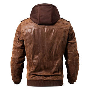 Chaqueta Universitaria de Béisbol de Cuero PU con Logotipo Bordado Personalizado en la Parte Delantera, con Cuello Alto para Hombre, para Invierno - Product Image 2