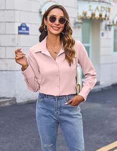 Fabricant professionnel femmes décontracté coton bouton chemises à manches longues coupe régulière travail bureau hauts été personnalisé - Product Image 3