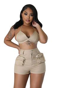 <b>Women's</b> Cotton <b>Cargo</b> <b>Shorts</b> Professional Wholesale Hot Selling with Custom Zipper Pockets Breathable and Sexy Design - Product Image 3