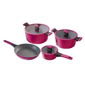 Juego de Utensilios de Cocina Antiadherentes de <span class=keywords><strong>Aluminio</strong></span> <span class=keywords><strong>Forjado</strong></span> Personalizado de 7 Piezas, Saludable y Duradero, con Revestimiento de Mármol, Base de Inducción y Asas de Tacto Suave - Product Image 1