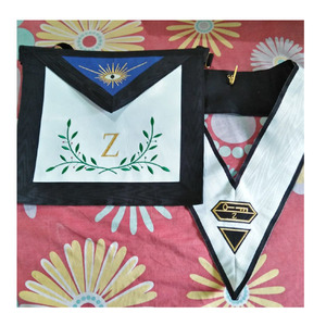 Masonic Grand Officers Malta Regulation Collar <b>Black</b> Moire with Elegant Design Hand Embroidered Gold and <b>Black</b> Gift For Him - Product Image 3