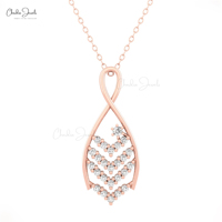 Último diseño 14K Real Gold Cluster Wedding Pendant 0,39 CTW SI Quality Diamond Chevron Collar Joyería fina a precio mayorista
