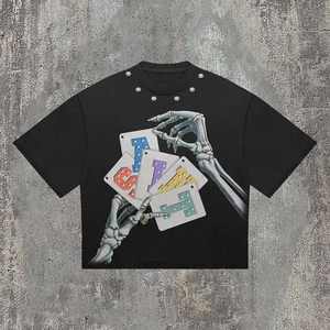 Camiseta gráfica de gran tamaño pesada con lavado ácido Vintage para hombre de alta calidad 100% algodón hombro caído personalizado al por mayor - Product Image 3