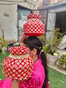 Ghadoli décoratif en acier inoxydable pour les mariages indiens Baby Showers Cérémonies Punjabi Jaggo Guirlandes de mariage Matki Couronnes - Product Image 2