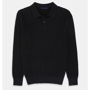 Venta al por mayor 100% algodón clásico Polo suéter negro personalizable invierno traje transpirable anti-encogimiento antiarrugas ecológico - Product Image 1