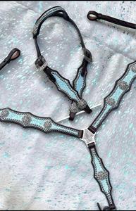 HOOF N TACK INTERNATIONAL Juego de tachuelas de cuero occidental fuerte para Rodeo Barrel Racing Horse Riding Incluye Headstall ajustable - Product Image 3