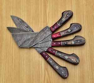 Premium High Quality Damascus <b>Steel</b> 5-Pcs Chef Knife Set Handmade Hot Selling Kitchen Use Direct Factory Stylish Chef Knives - Product Image 3