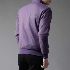 Wholesale <b>Light</b> Purple Color <b>Men's</b> Bomber <b>Jacket</b> High Quality Polyester Fabric Rib Neck Zipper Style Bomber <b>Jacket</b> For <b>Men</b> - Product Image 3