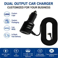 Cable de extensión para encendedor de coche OEM con doble salida para DashCam, DVR, salida independiente para móvil, cable cargador de coche de 12V 24V