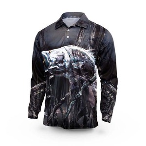 Vente en gros UPF50 + polos de pêche sublimés pour hommes polos à séchage rapide polos de pêche à manches longues Performance - Product Image 4