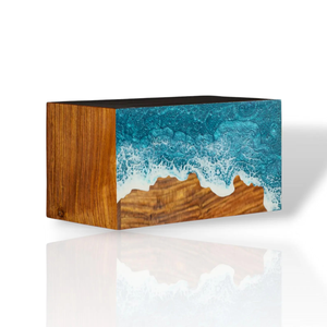 Handcrafted Rosewood Urn <b>Box</b> Ocean Wave Design Personalized <b>Memorial</b> Premium Adult Wooden Urn <b>Box</b> - Product Image 2