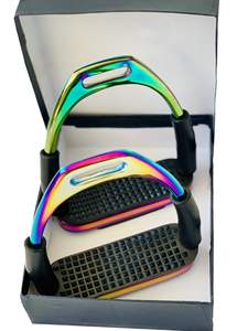 Estribos de Seguridad Flexibles de Acero Inoxidable de Primera Calidad con Acabado Brillante Arcoíris, Antideslizantes, Protección para Tobillos, Equitación - Product Image 5